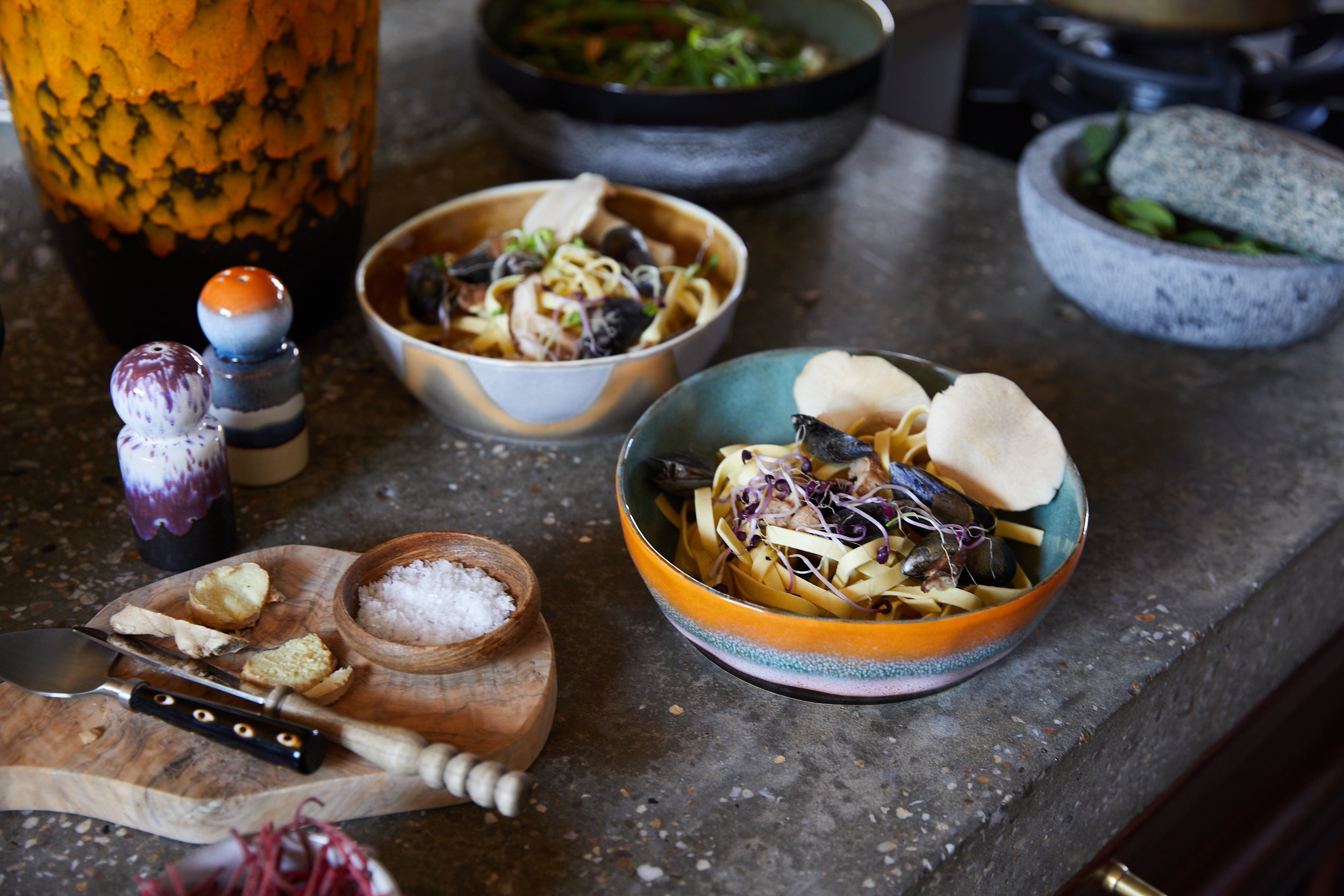 HKliving 70s Ceramics Pasta Bowls — Set of 2